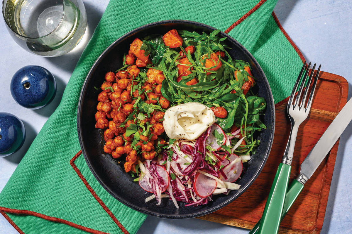 Chermoula Chickpea, Beef & Pumpkin Buddha Bowl