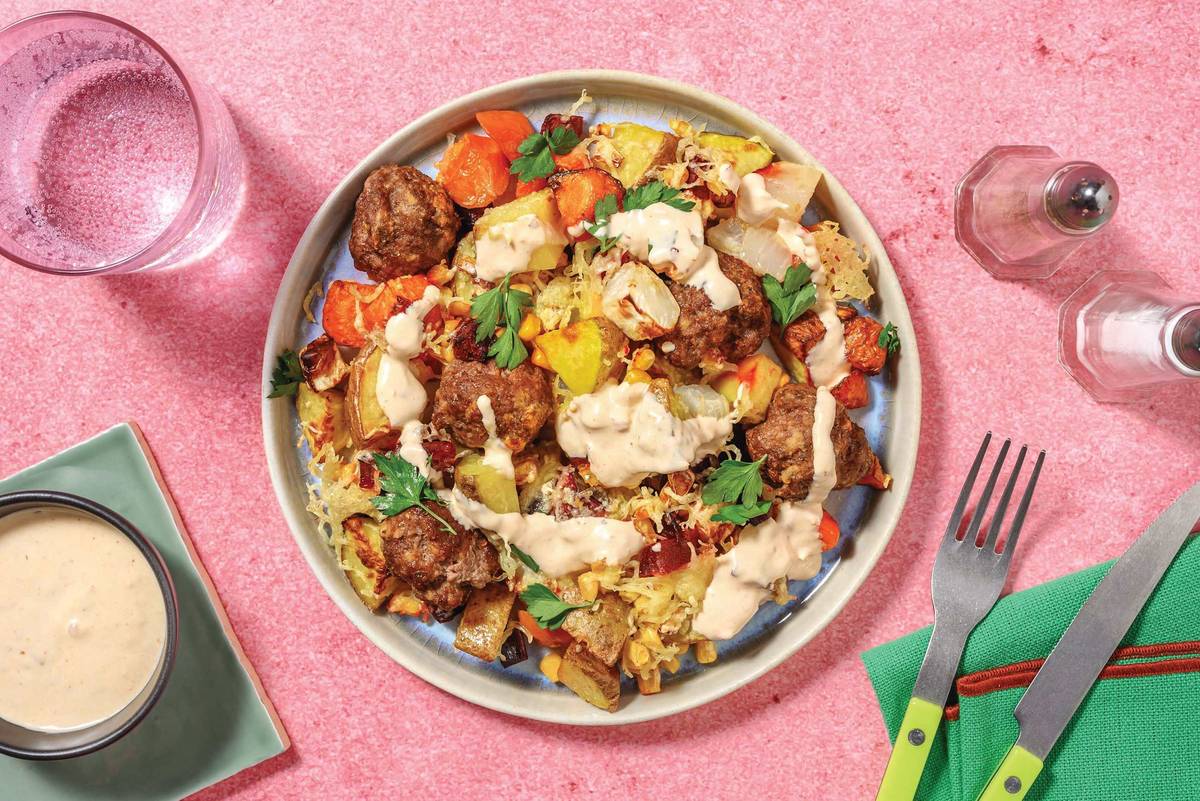 One-Tray Double Mexican Beef Meatballs