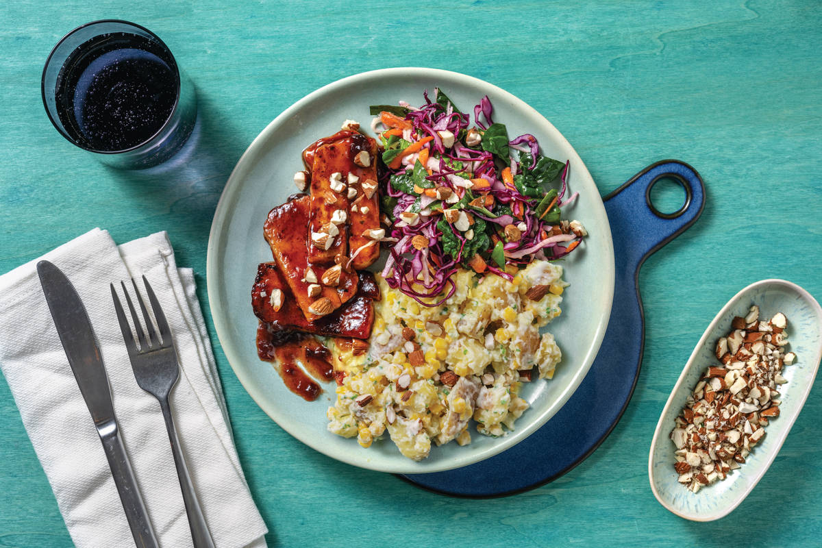 Double BBQ Cherry-Glazed Haloumi & Slaw