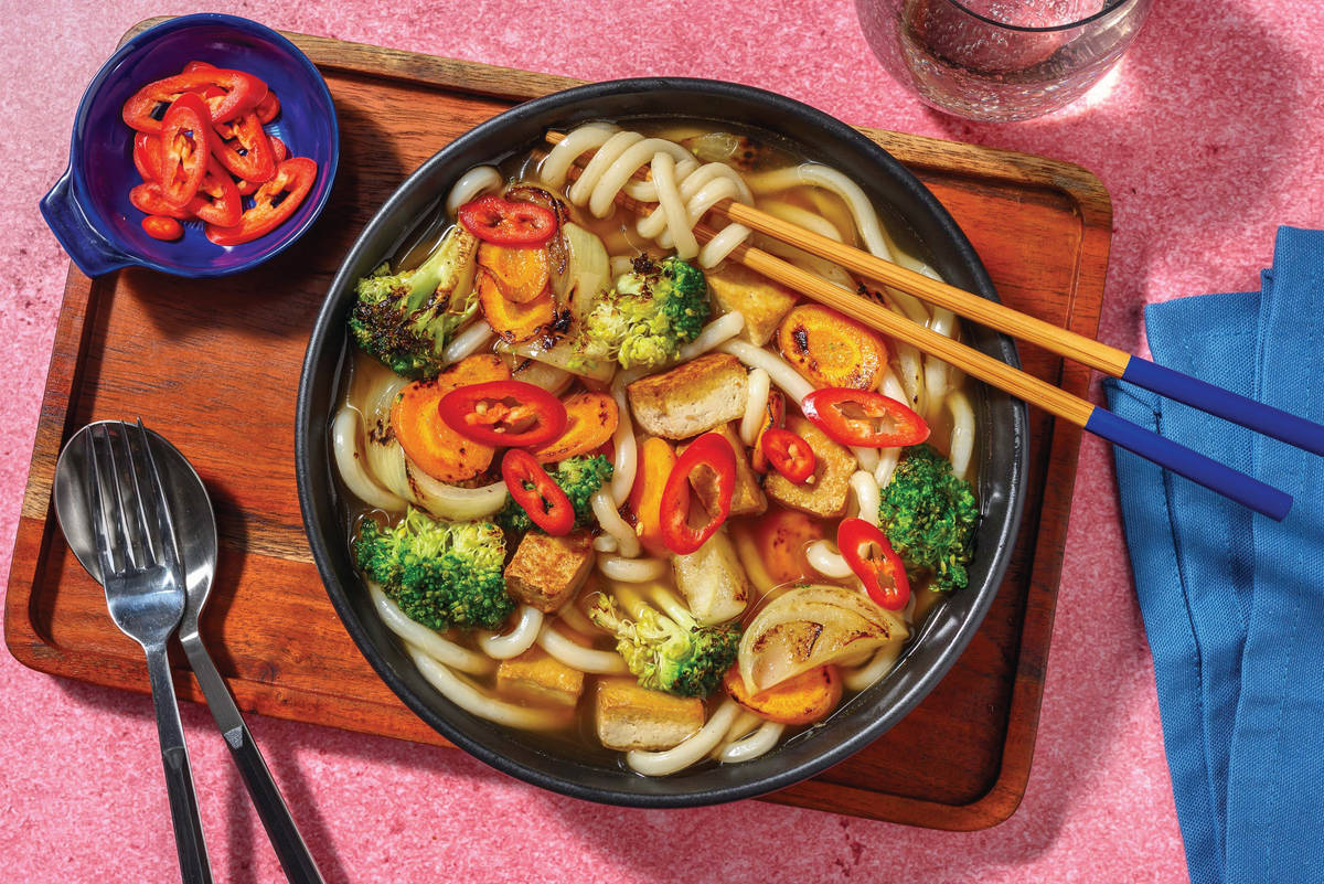 One-Pot Double Asian Tofu & Udon Soup