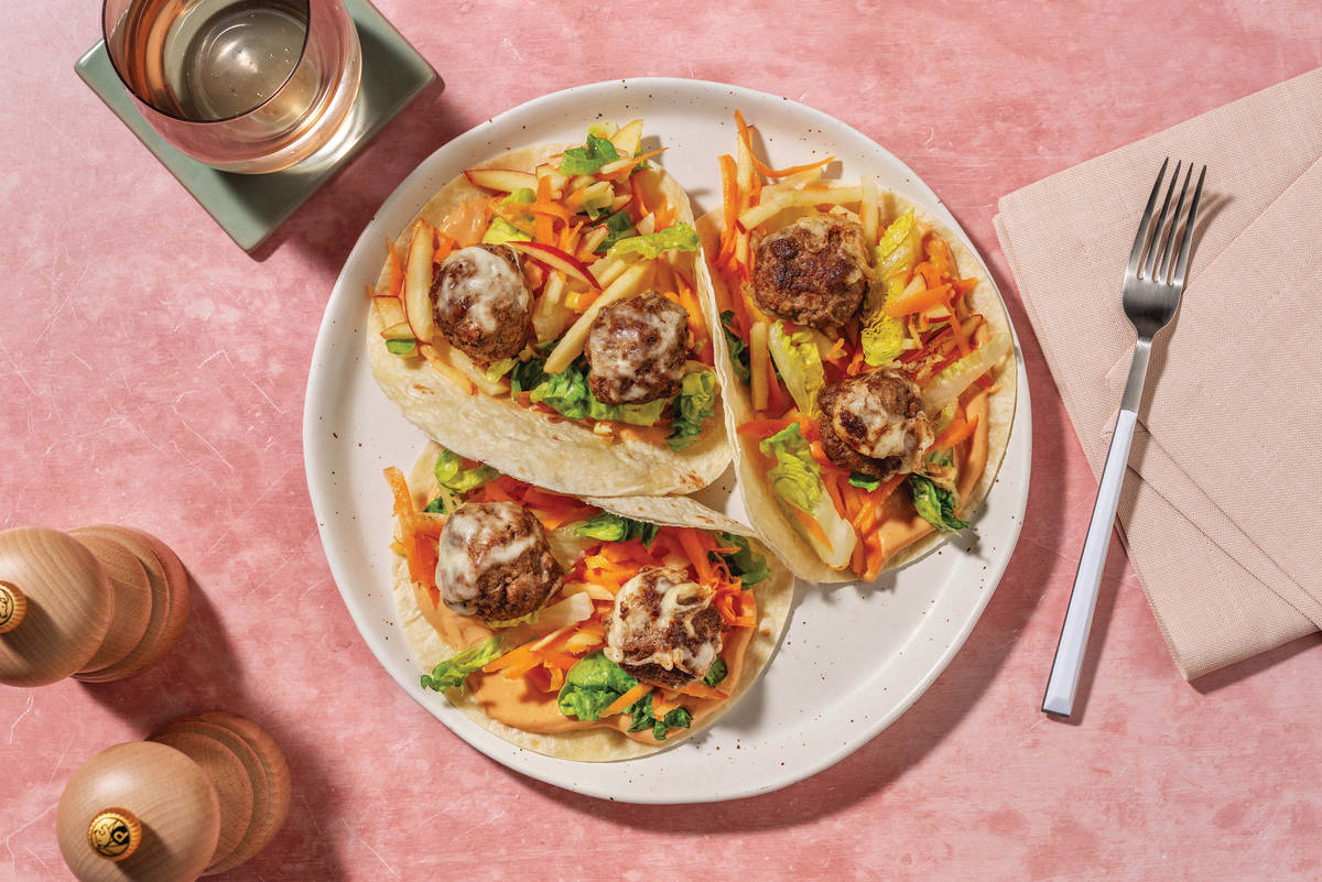 Cheeseburger Pork Meatball Tacos