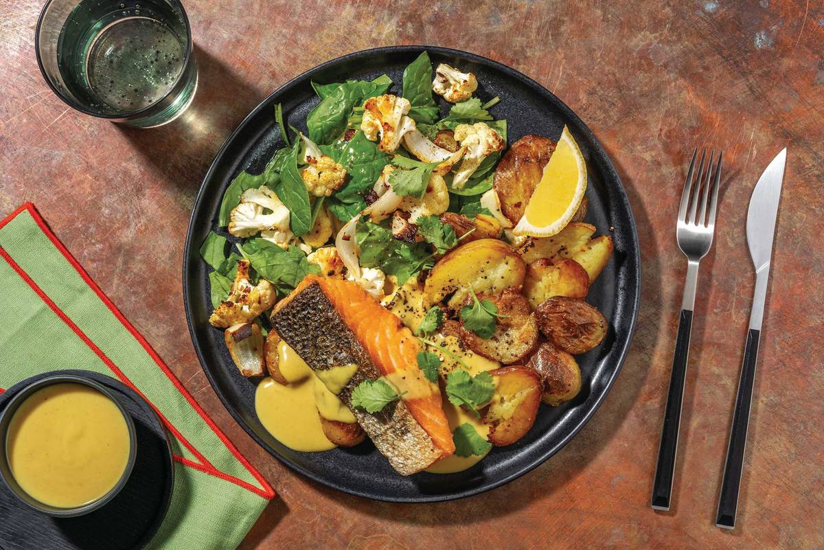 Seared Salmon & Bengali Curry Sauce