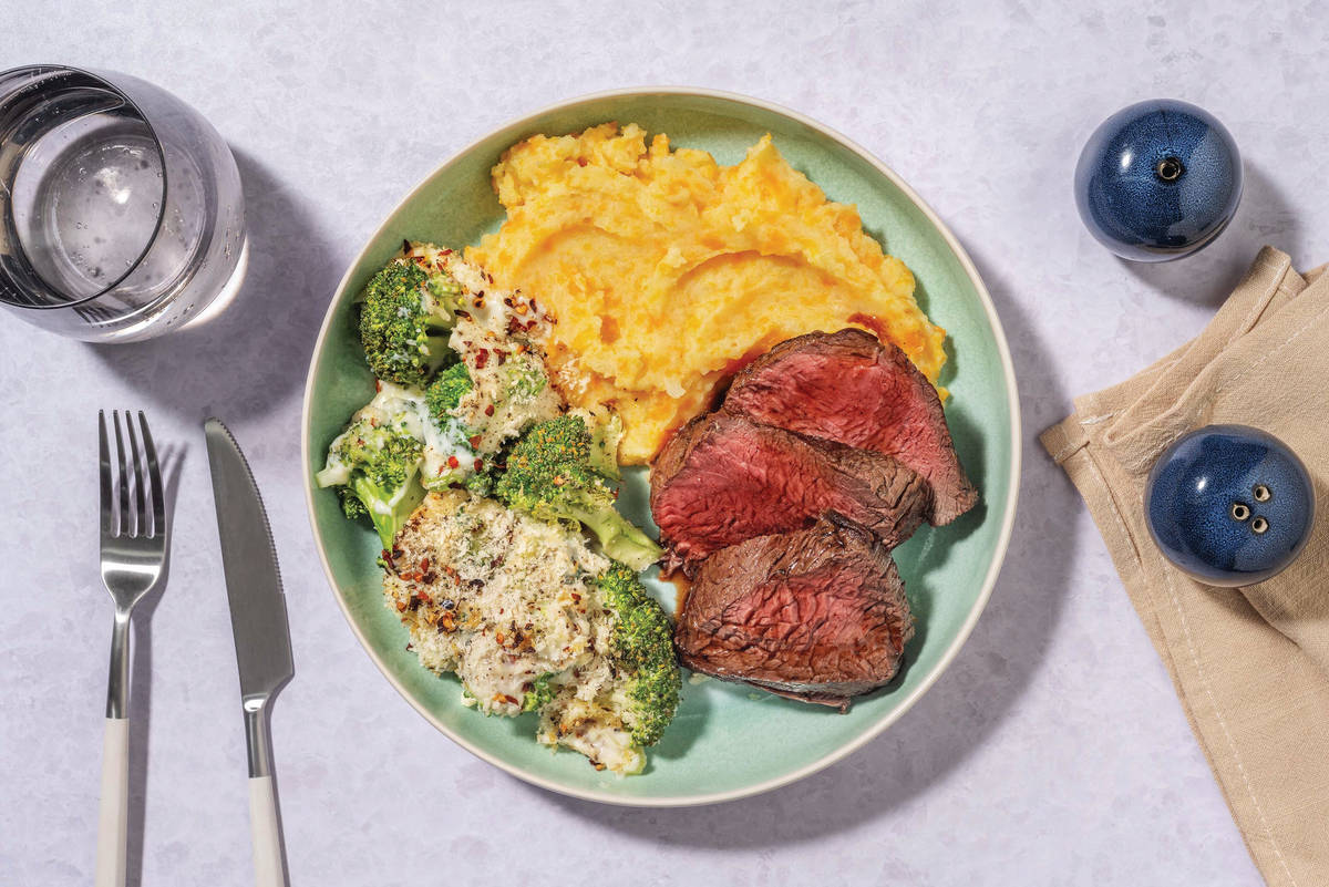 Double Sweet Glazed Beef Rump & Broccoli Gratin