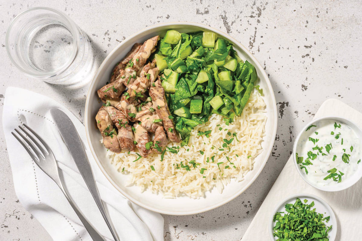 HelloHero: Indian Coconut Beef & Garlic Rice