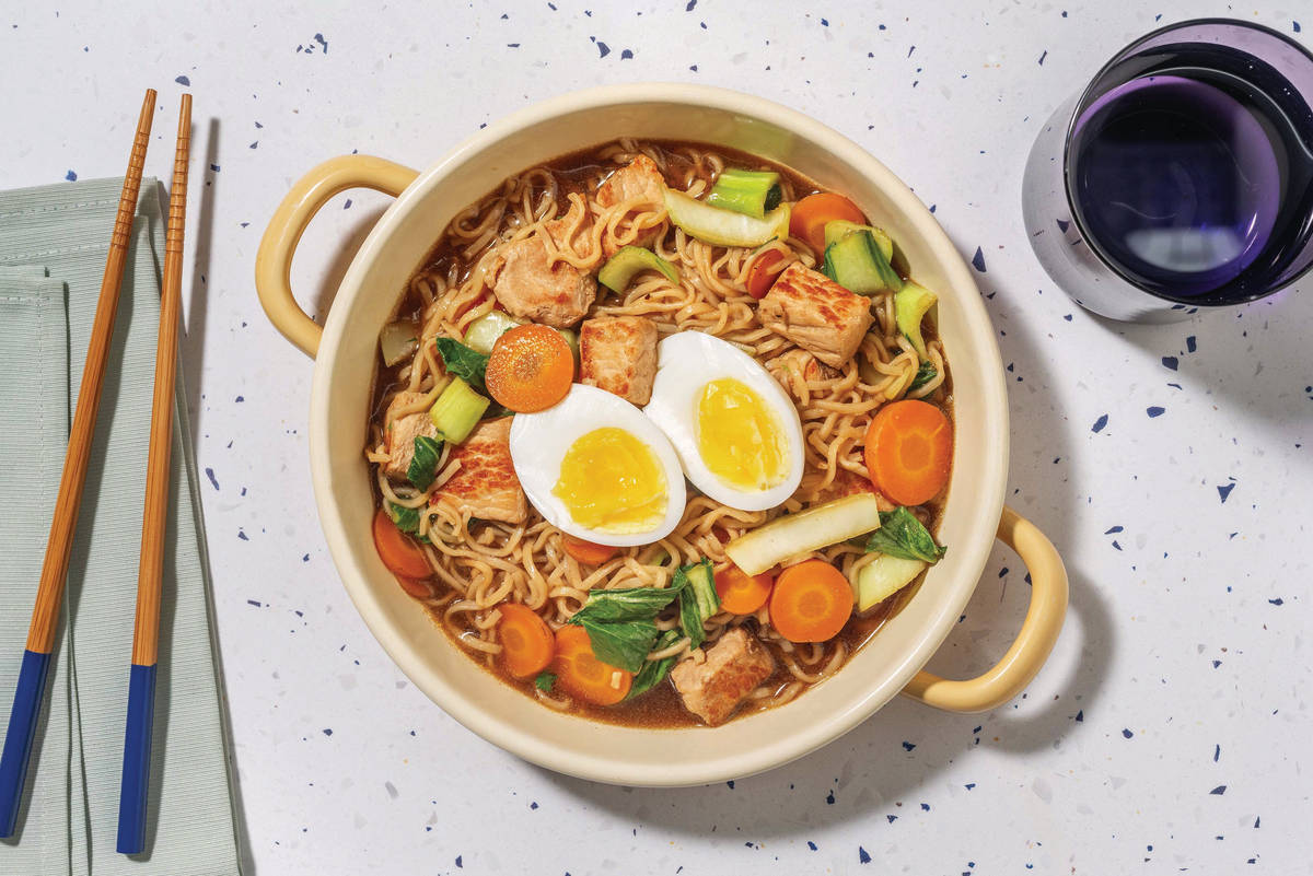 Slow-Cooked Pork Ramen-Style Noodle Soup