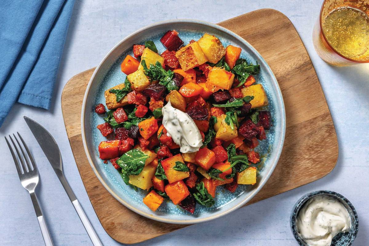 HelloHero: Chorizo & Root Veggie Traybake