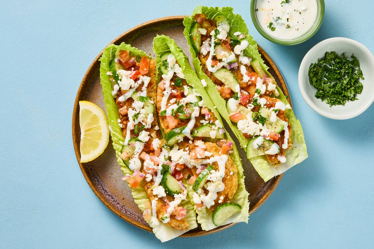 Chicken & Chickpea Fritter Lettuce Wraps