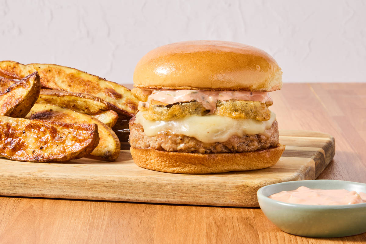 Cheesy Beef & Fried Pickle Burgers 