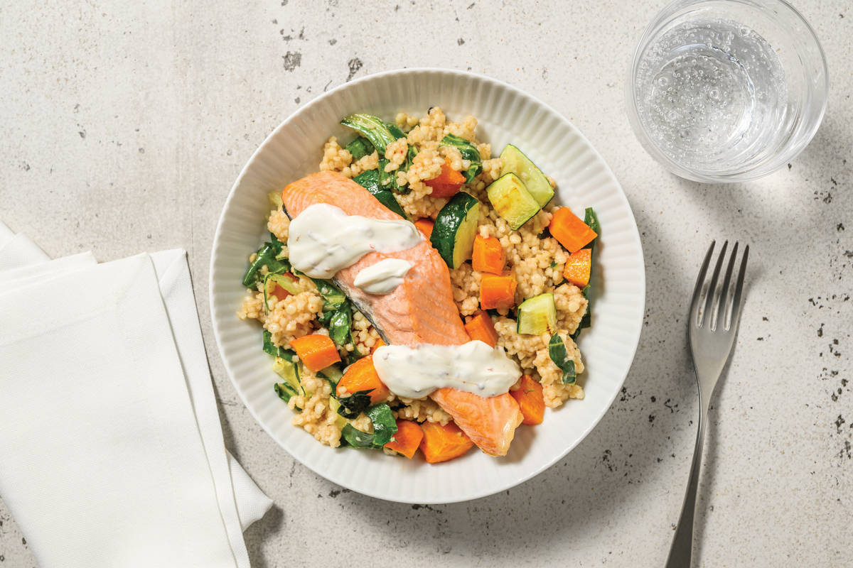 Double Baked Salmon & Pearl Couscous