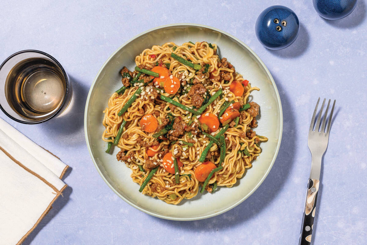 Oyster Chicken & Green Bean Noodle Stir-Fry