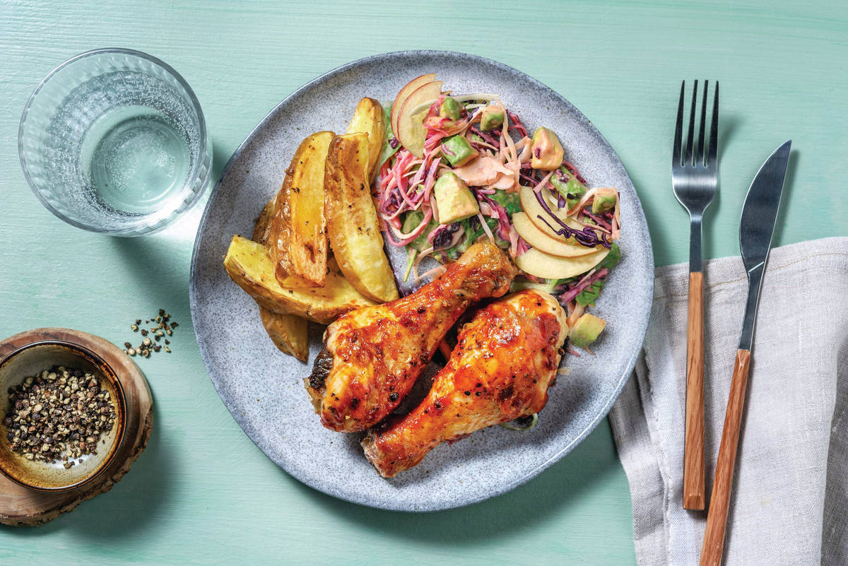 Sticky Sriracha-Glazed Double Chicken Drumsticks