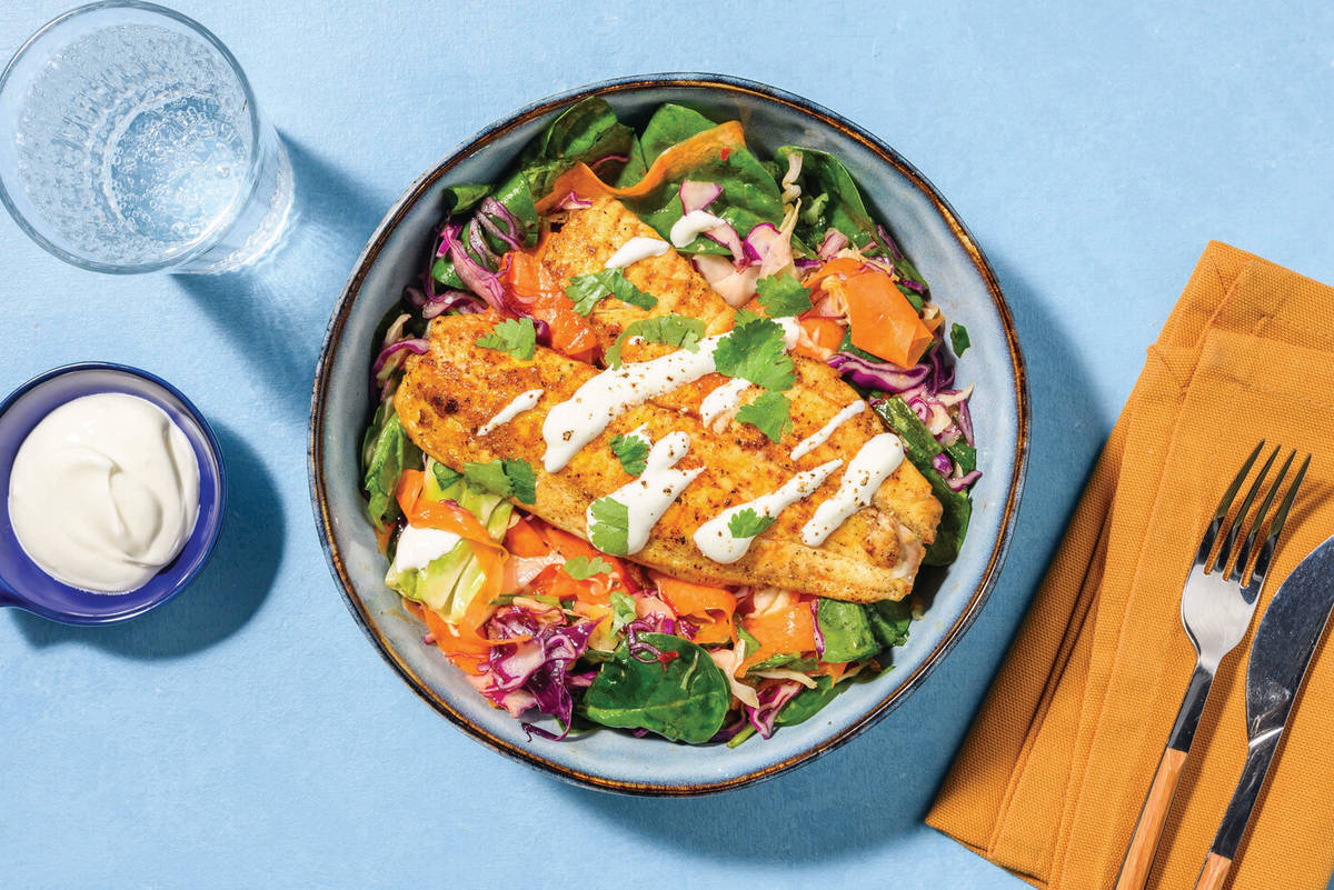 Easy Mumbai-Spiced Chicken & Carrot Ribbon Salad