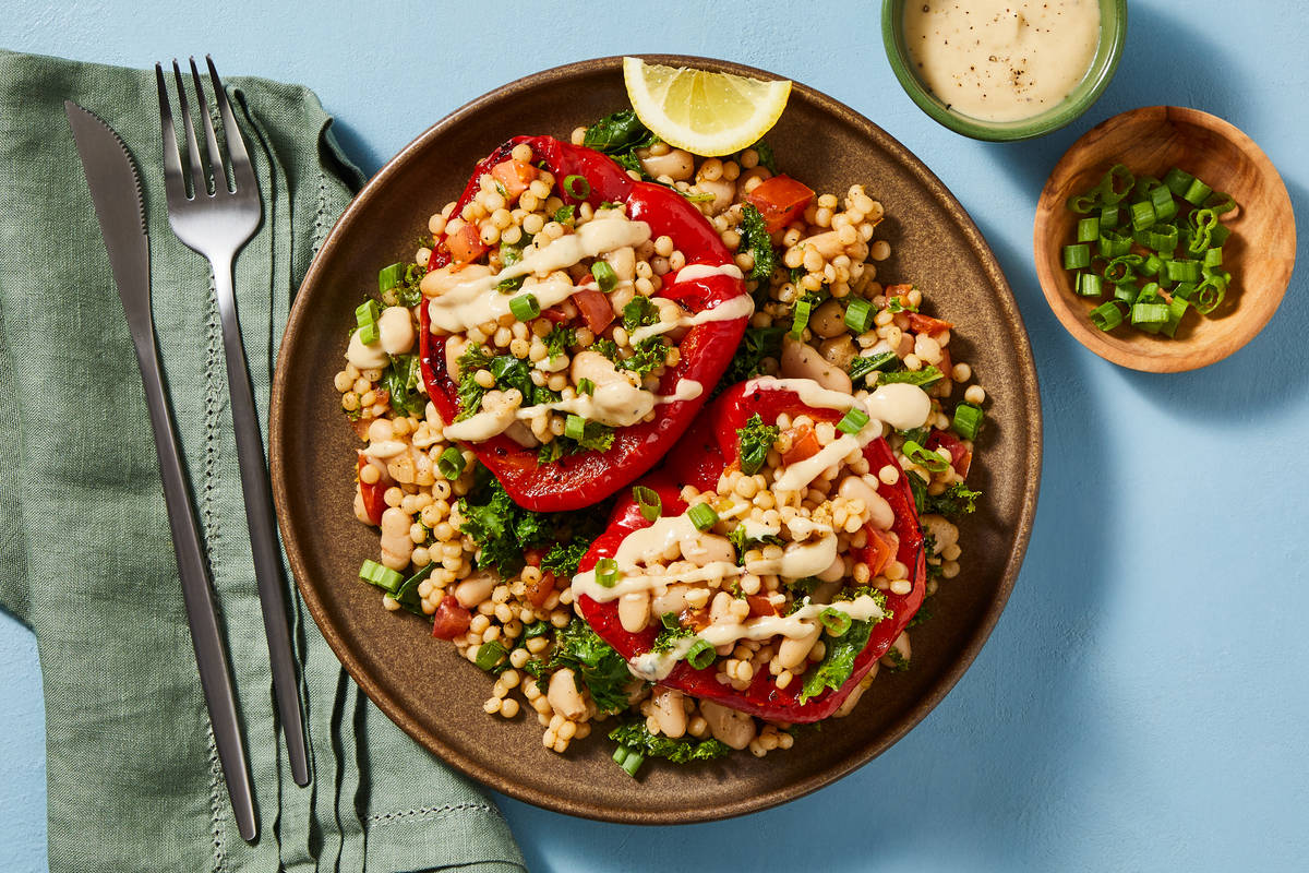 Chicken, Beans & Greens-Stuffed Peppers