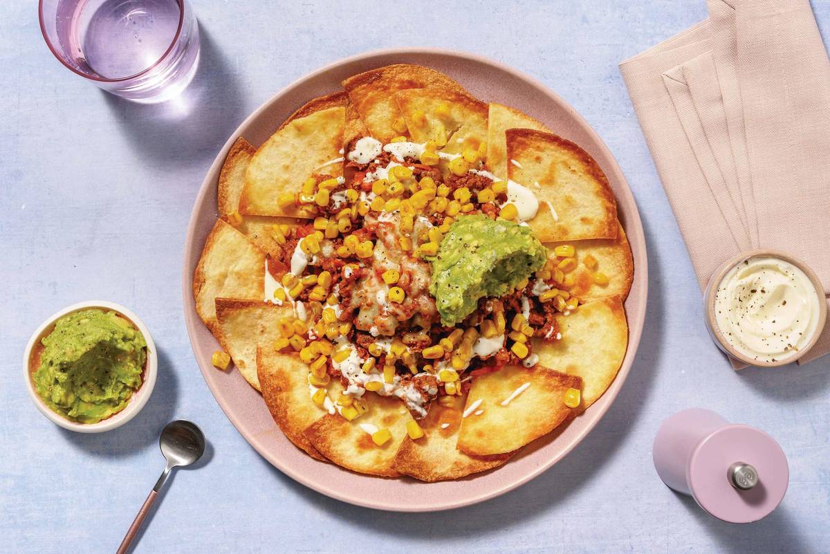 Cheesy All-American Beef & Bacon Nachos