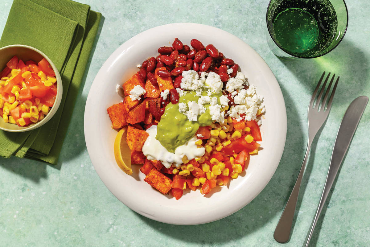 Mexican Bean & Roasted Sweet Potato Bowl