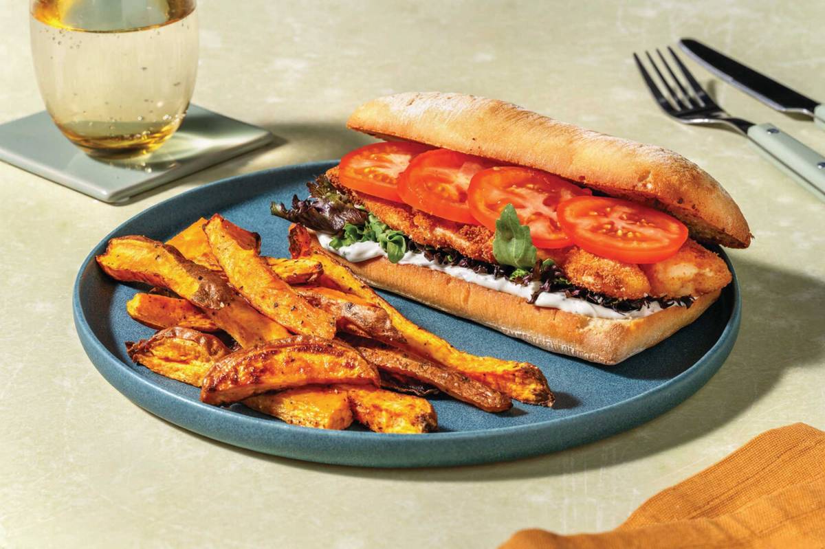 Fish Shop Crumbed Basa & Haloumi Sandwich