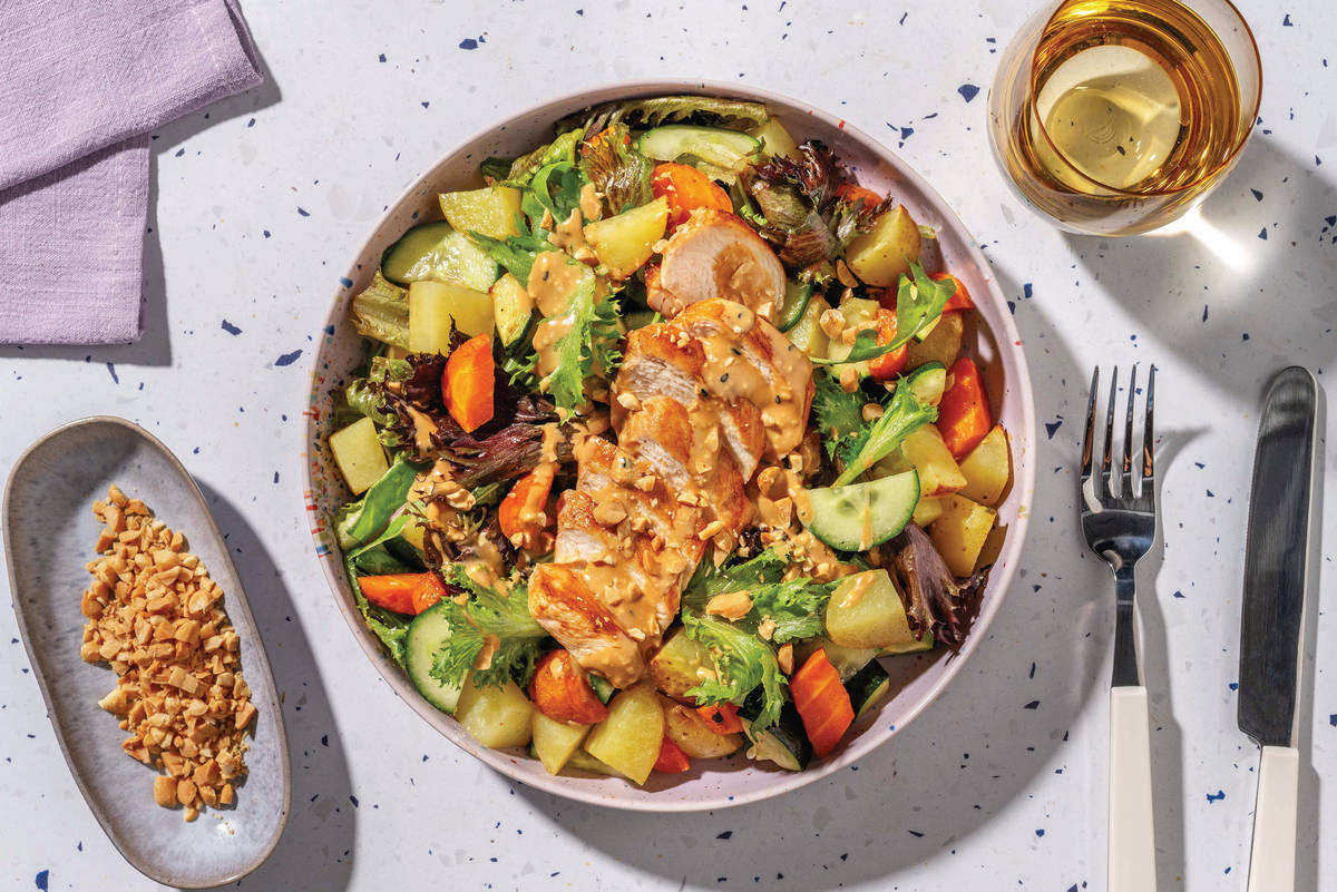 Honey-Soy Chicken & Roast Bacon-Veggie Salad