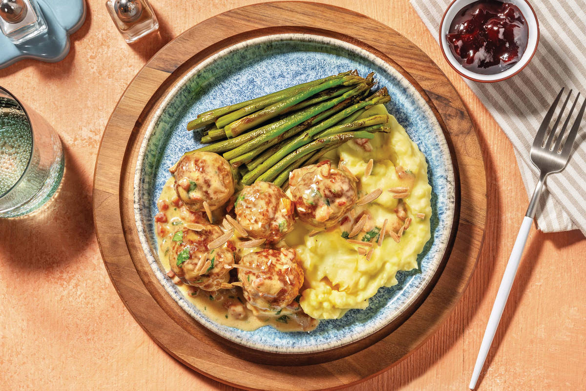 Swedish Pork Meatballs & Creamy Bacon Sauce