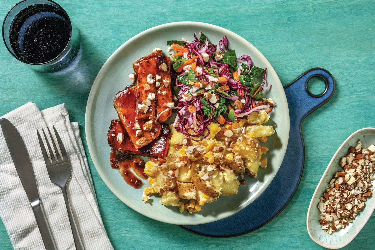 BBQ Cherry-Glazed Haloumi & Slaw