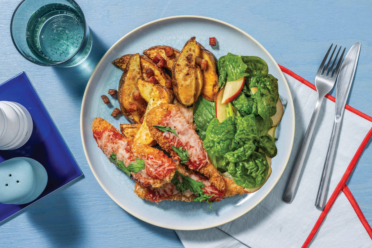 Pork Parmi & Loaded Bacon Wedges