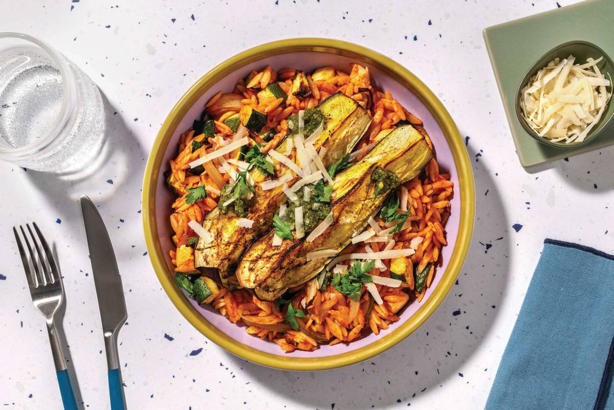 Chicken & Roast Eggplant Ratatouille Risoni