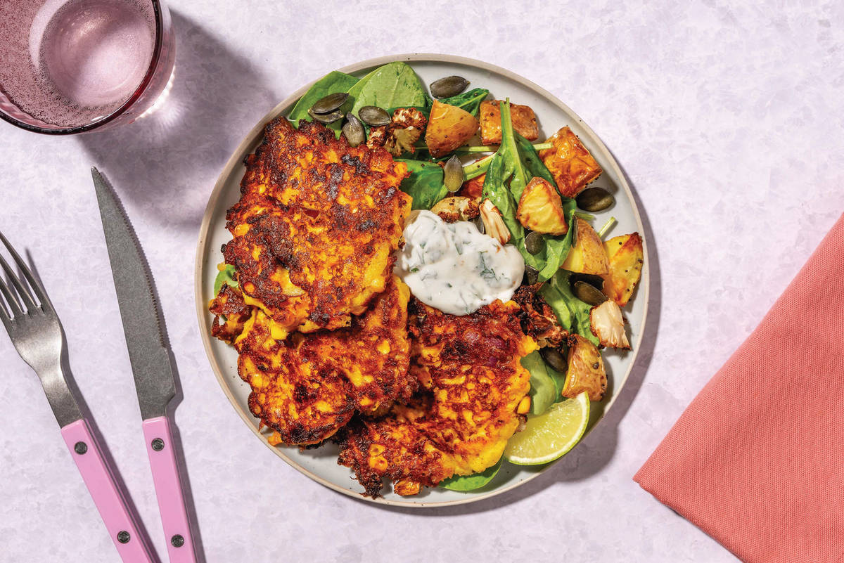 Extra Cheesy Mumbai Corn Fritters & Potato Toss