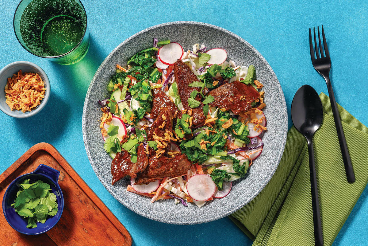 Quick Honey-Soy Beef & Garlicky Greens