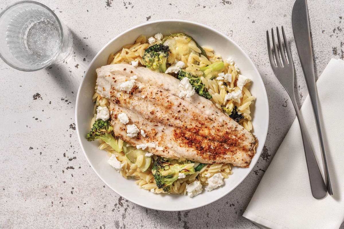Greek-Style Barramundi & Veggie Risoni