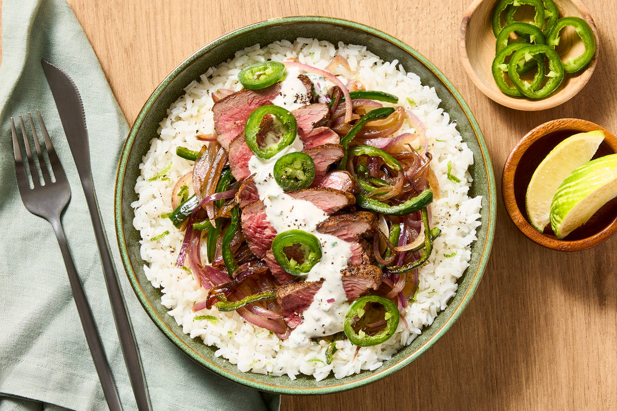 Creamy Cilantro Steak Bowls