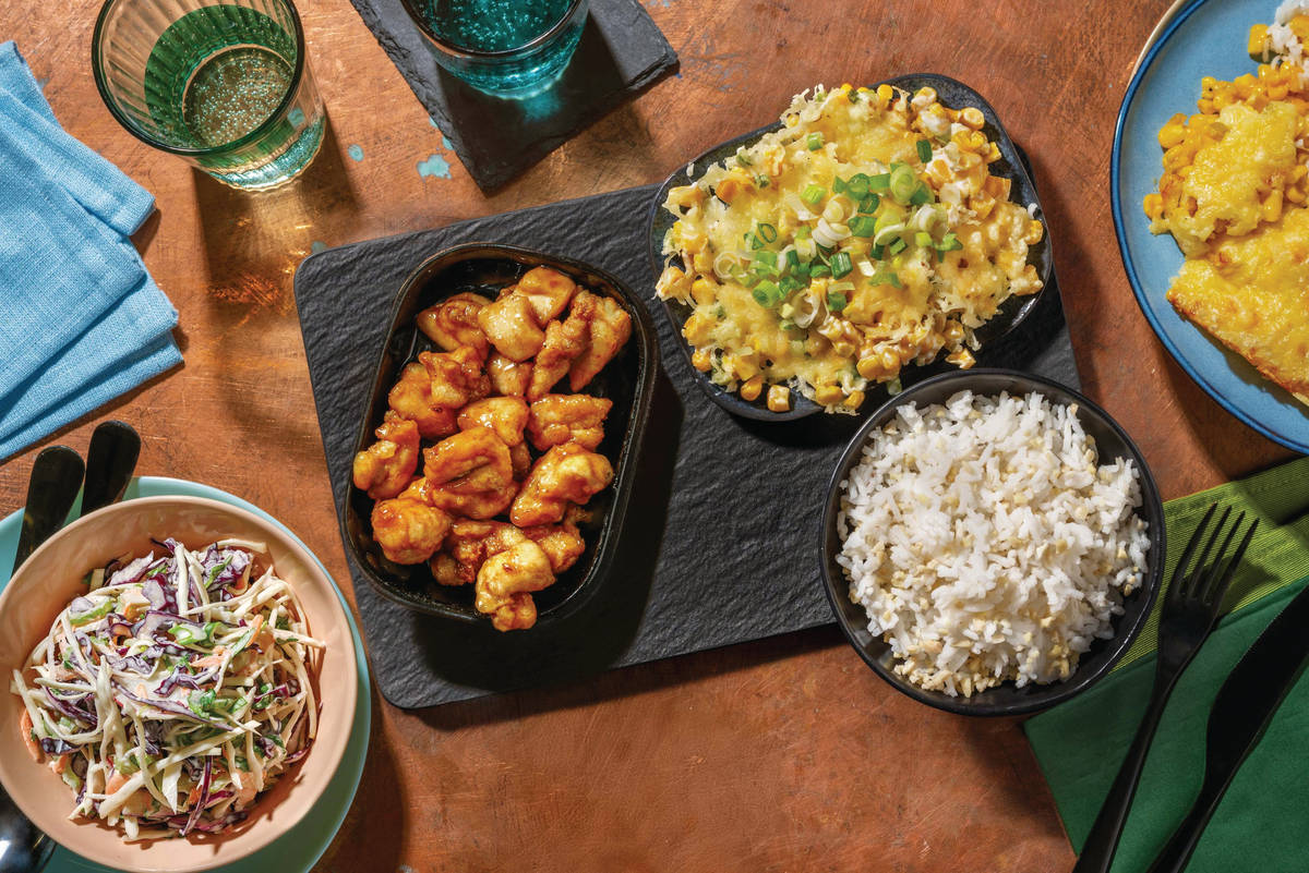Teriyaki Popcorn Chicken & Cheesy Corn