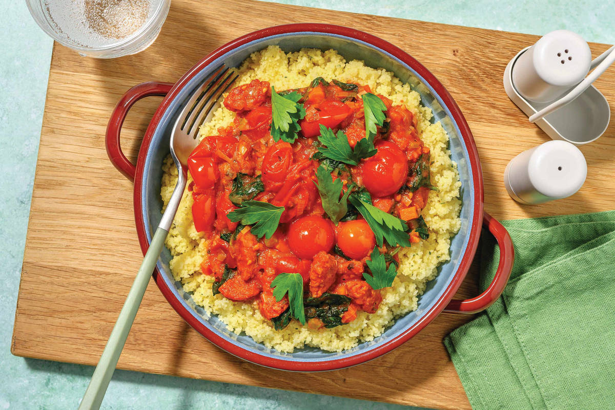 One-Pot Double Chorizo & Cherry Tomato Stew