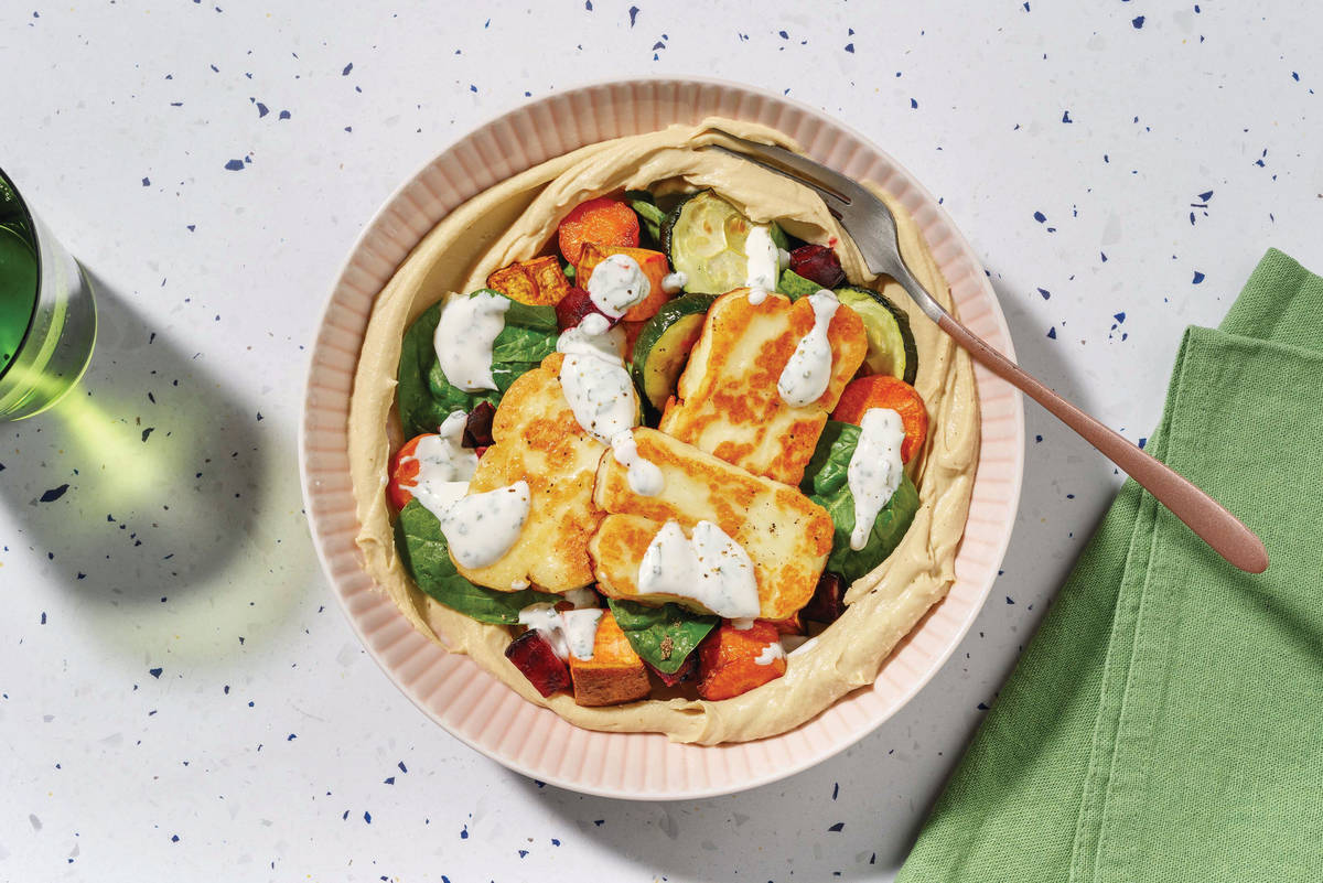 Chicken, Haloumi & Roasted Veg Bowl