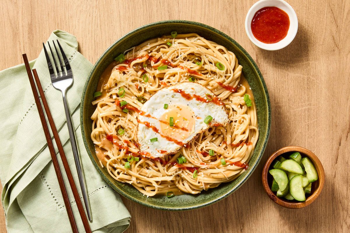 Creamy Gochujang Noodles with Fried Egg