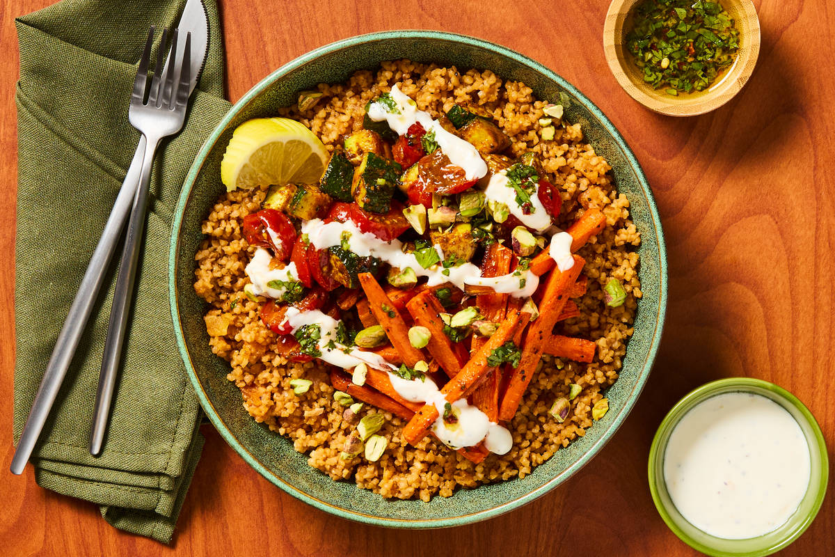 Spicy Tunisian Bulgur & Chicken Bowls