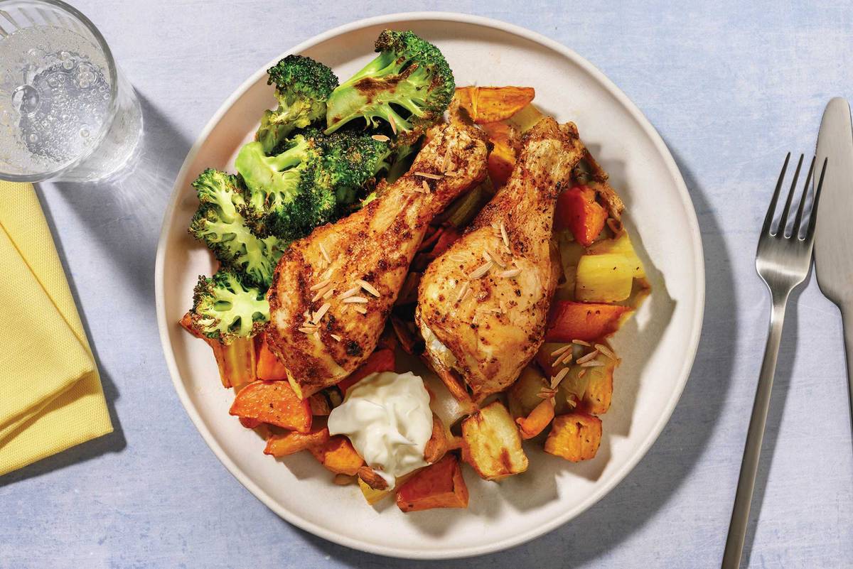 Smokey Chicken Drumsticks & Rainbow Veg