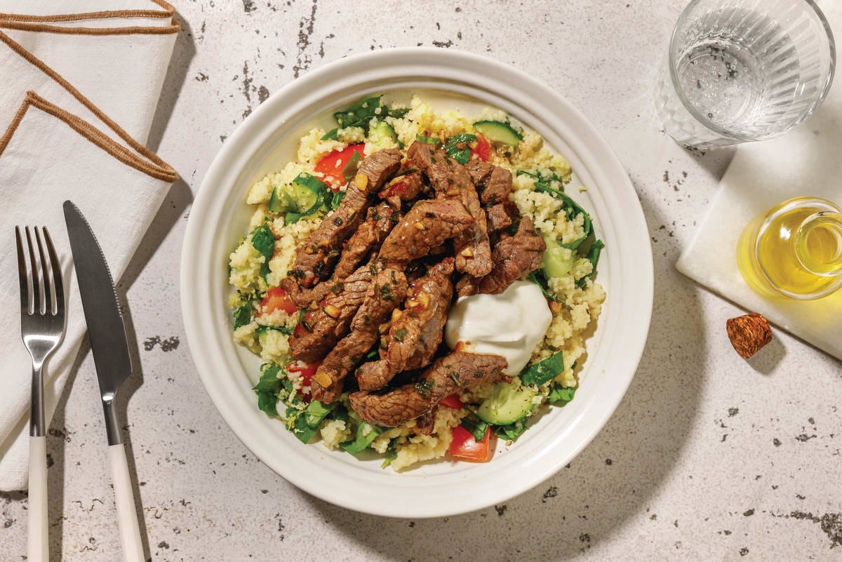Double Greek-Style Beef Bowl