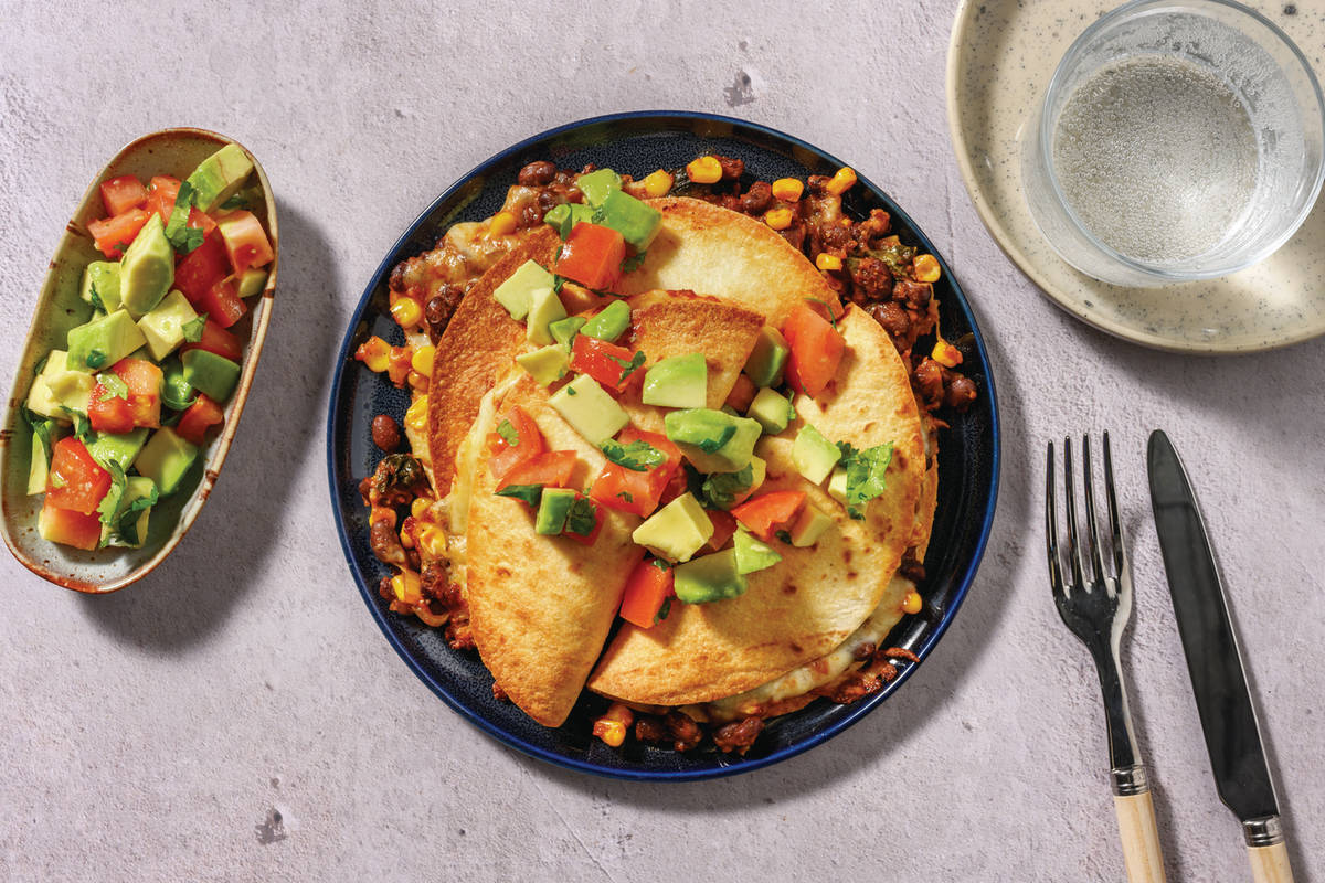 Mexican Black Bean & Veggie Quesadillas