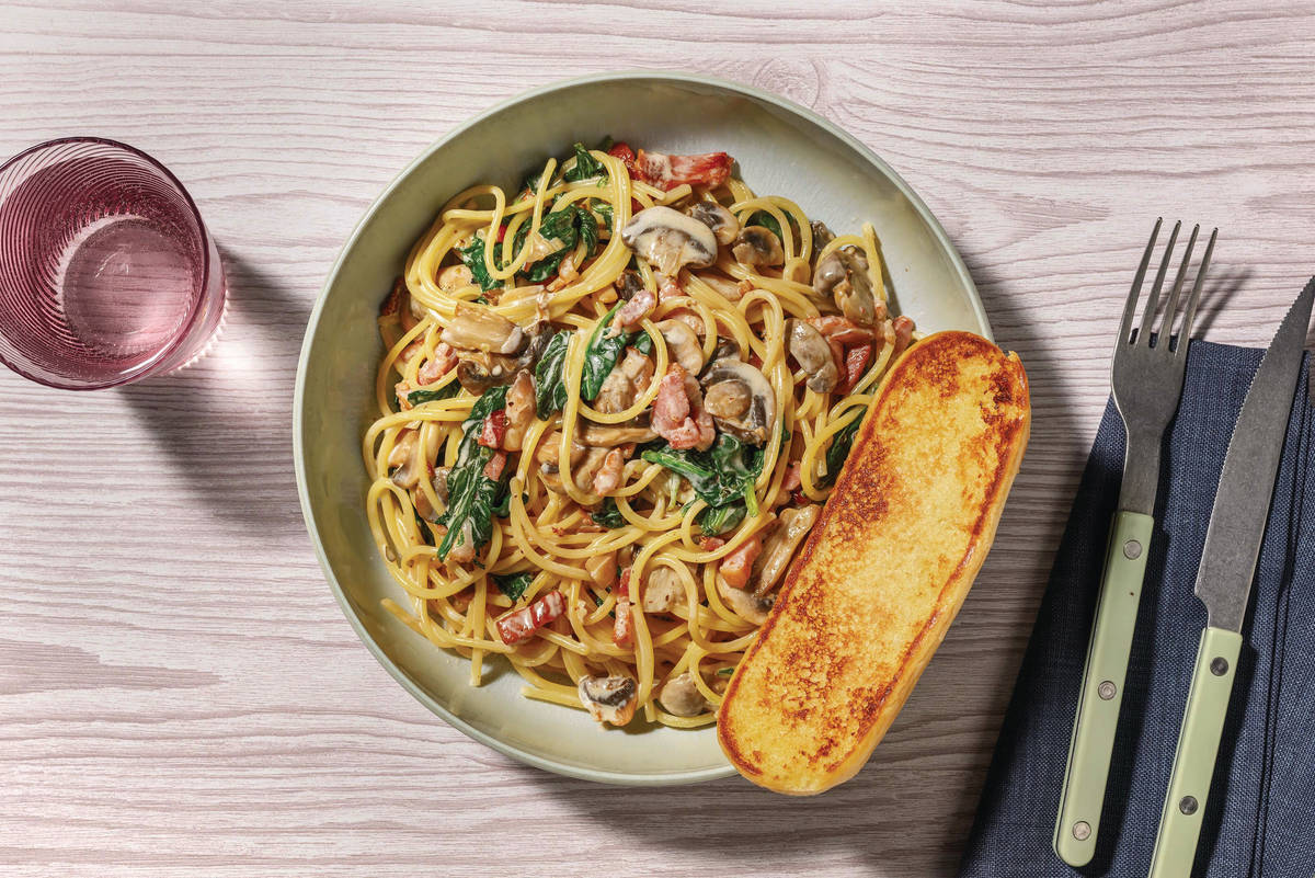 HelloHero: Easy Bacon & Mushroom Boscaiola