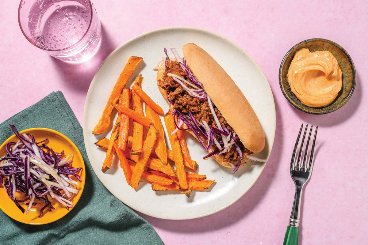 Cheesy Tex-Mex Beef Brisket Slaw Subs