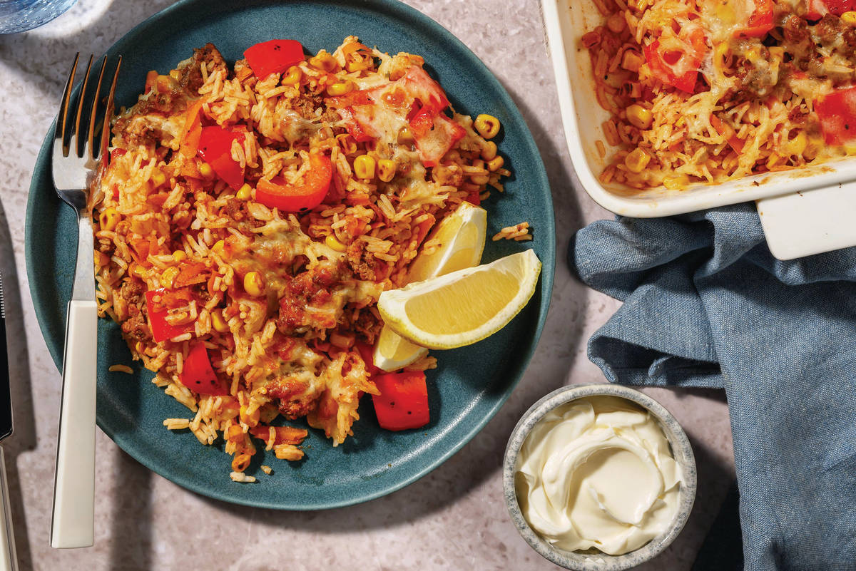 Mexican Beef & Rice Bake