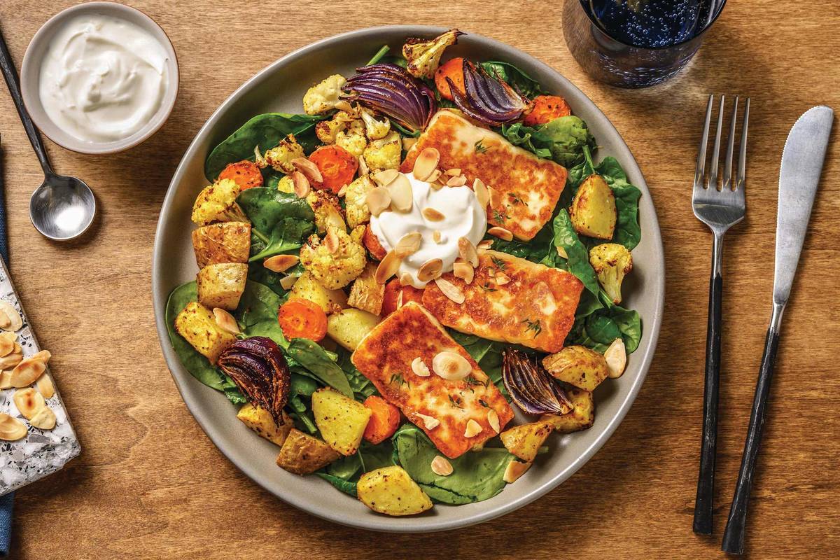 Double Herby Halloumi & Roast Veggie Salad