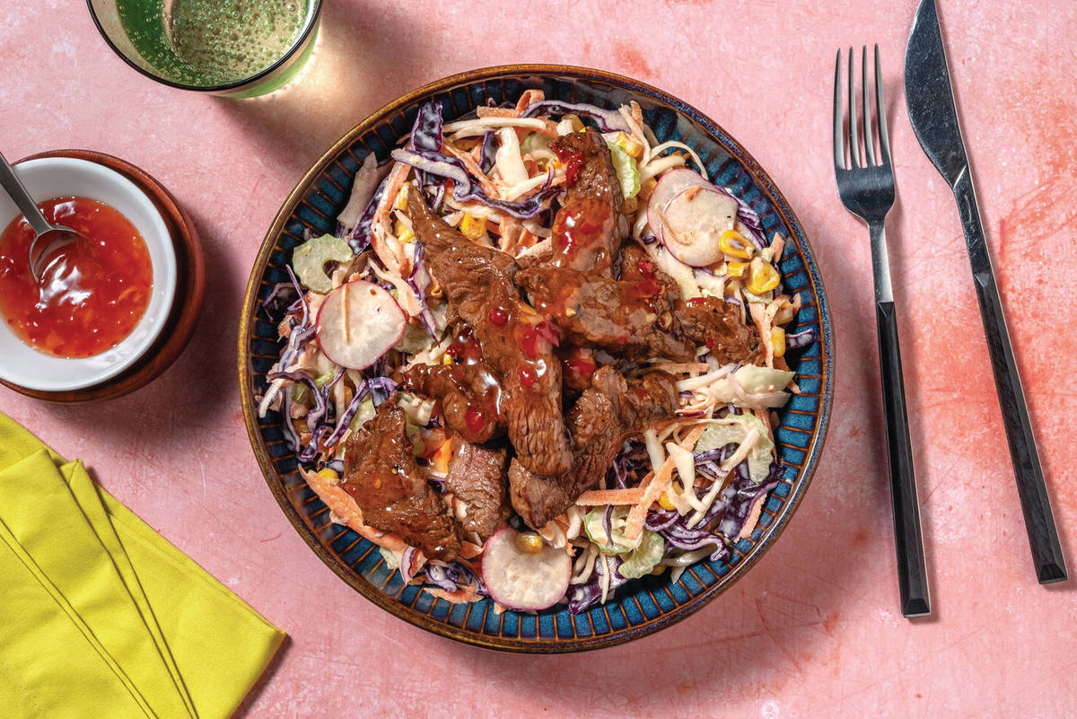 Super Quick Asian Chicken & Rainbow Slaw