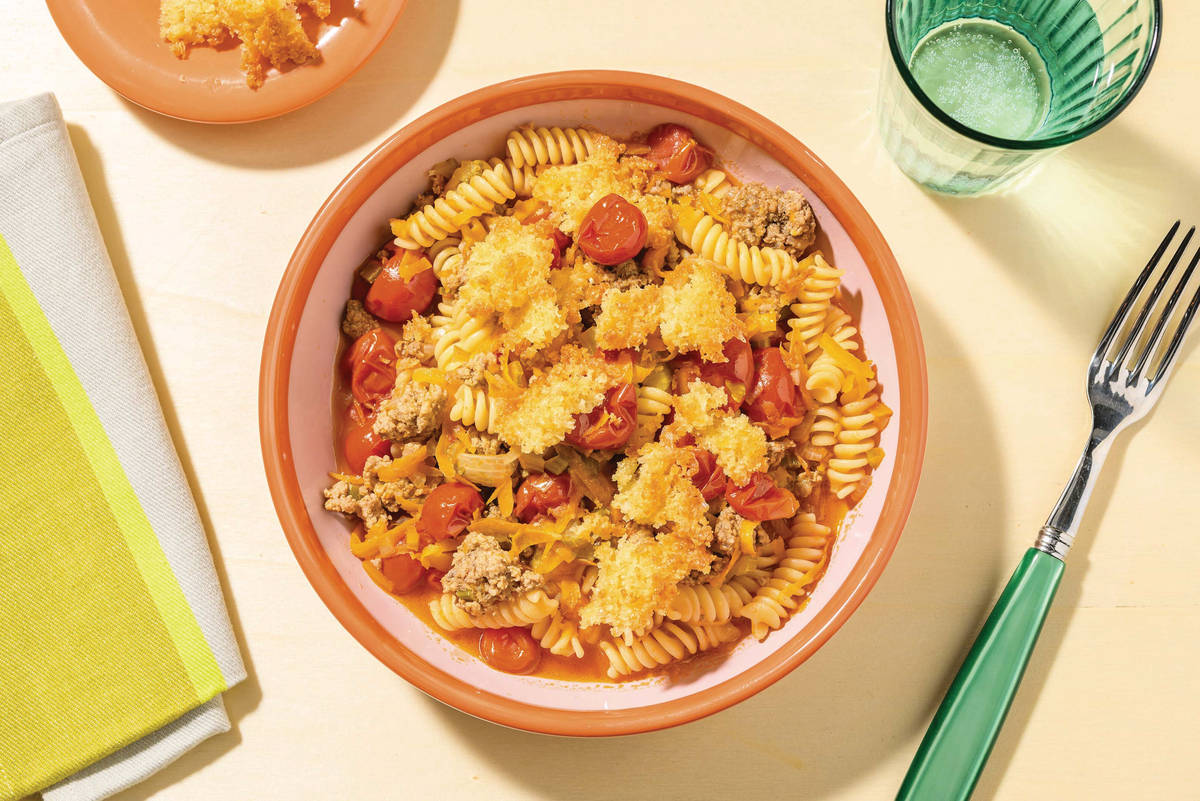 Cheesy Squiggly Beef & Pork Hidden Veggie Pasta