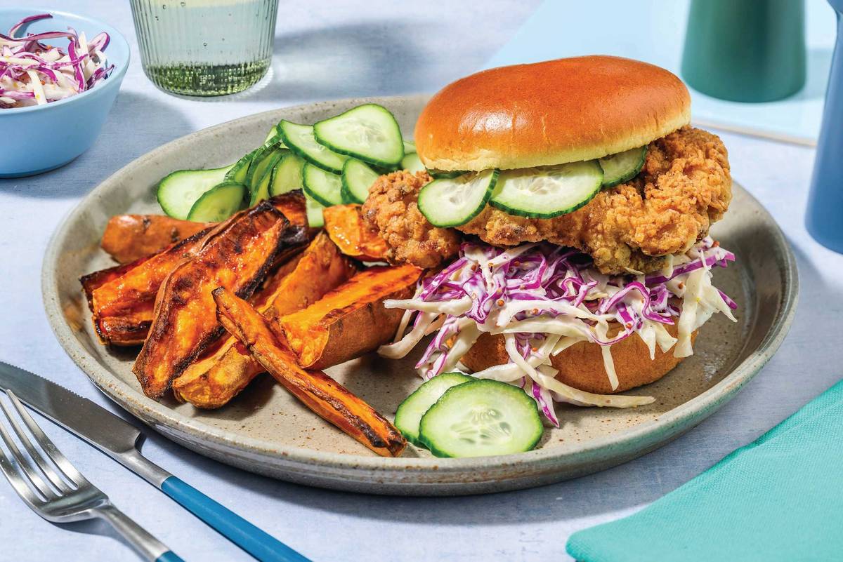 DIY Southern Fried Chicken Burger & Bacon Wedges