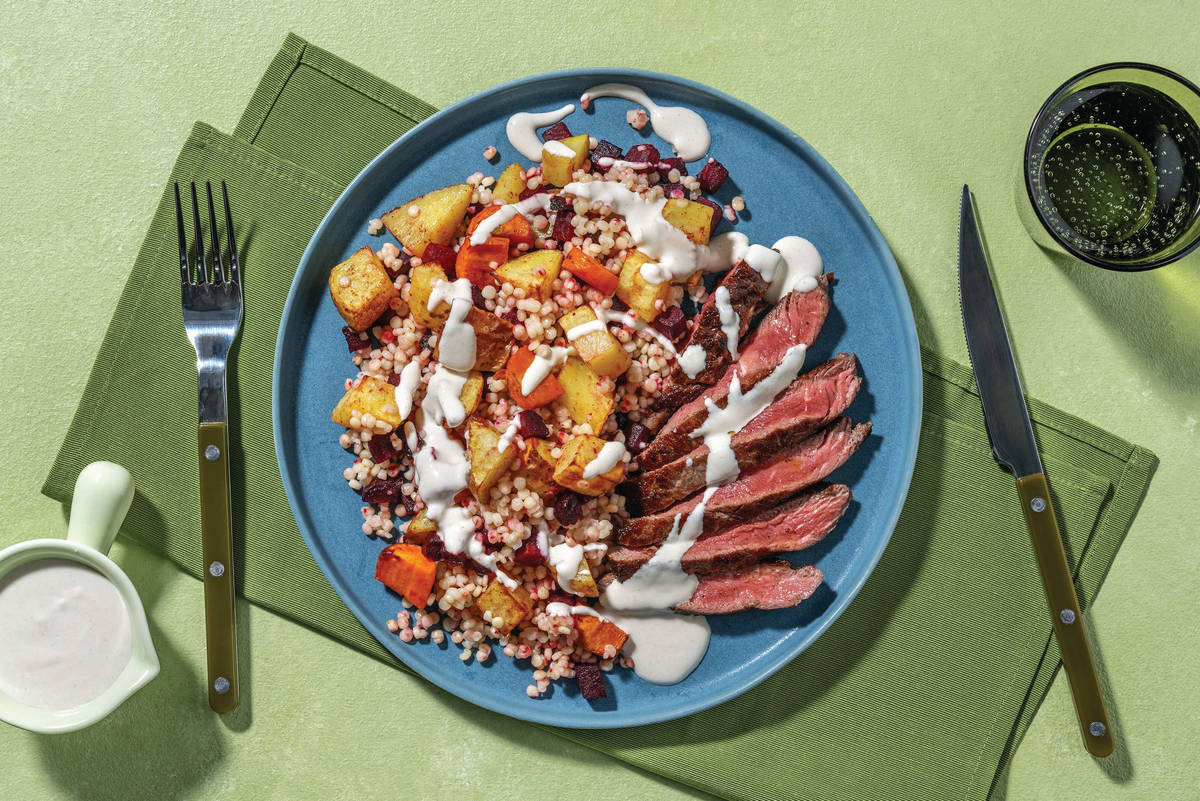 Seared Beef & Roast Veggie Pearl Couscous