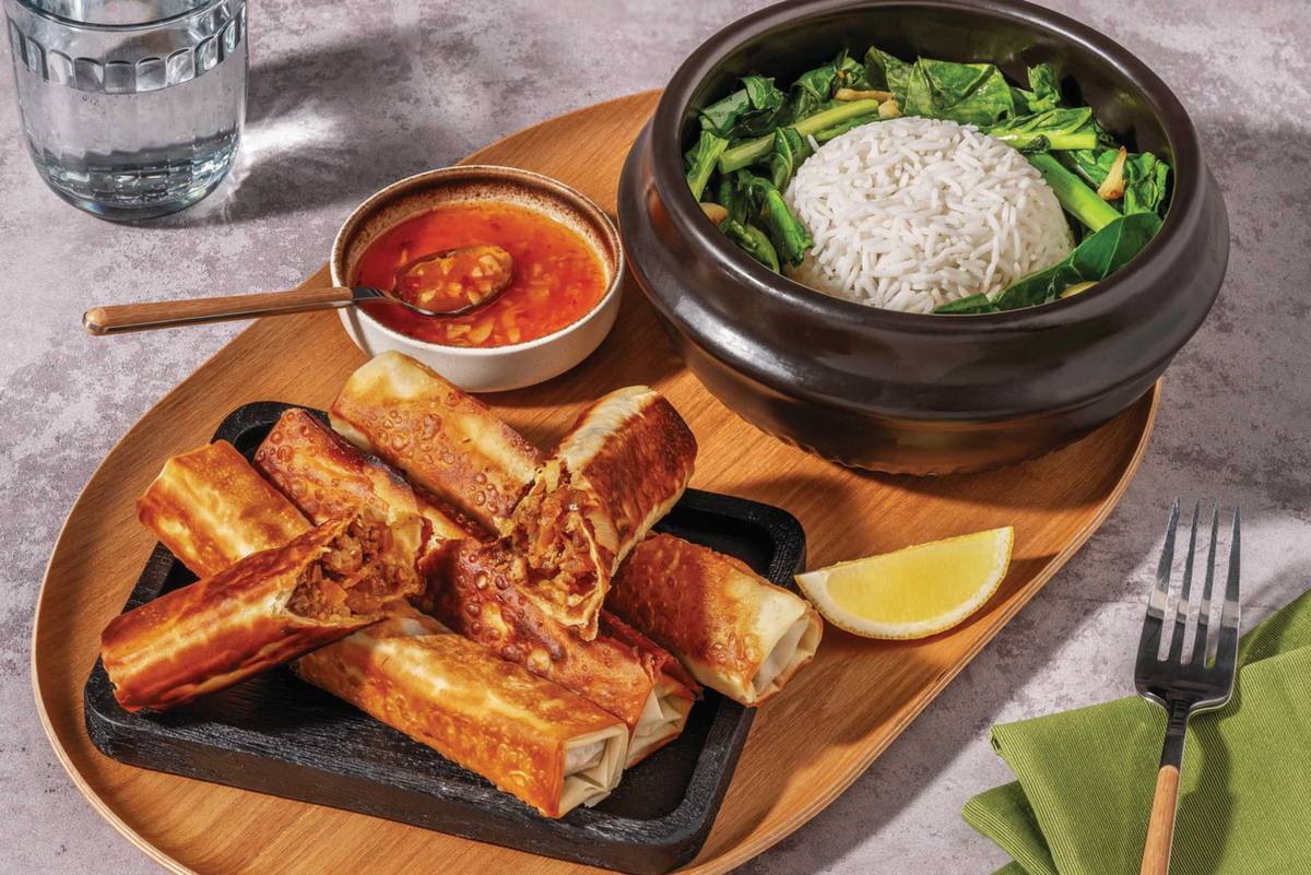 Homemade Pork, Bacon & Veggie Spring Rolls