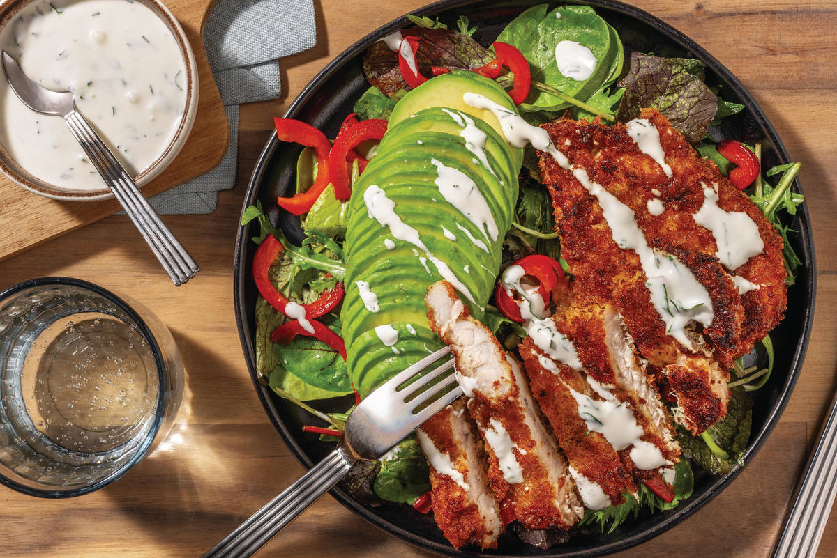 Easy As Smokey Cheesy Crumbed Pork Salad