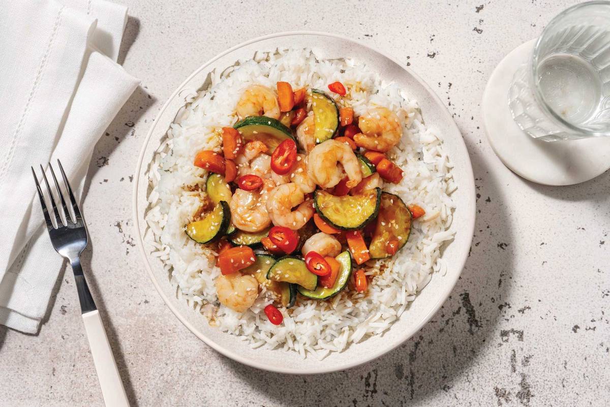 Sesame Honey Prawns & Veggies