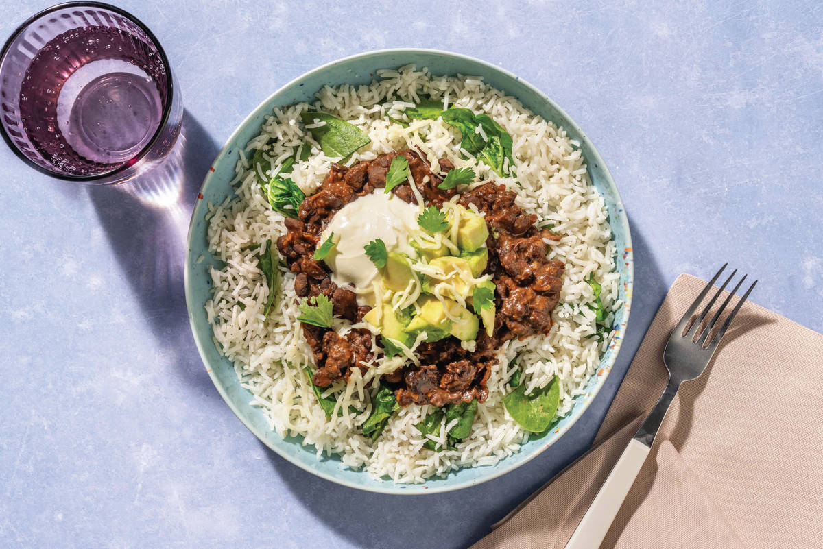 Mexican Bean, Bacon & Avocado Burrito Bowl