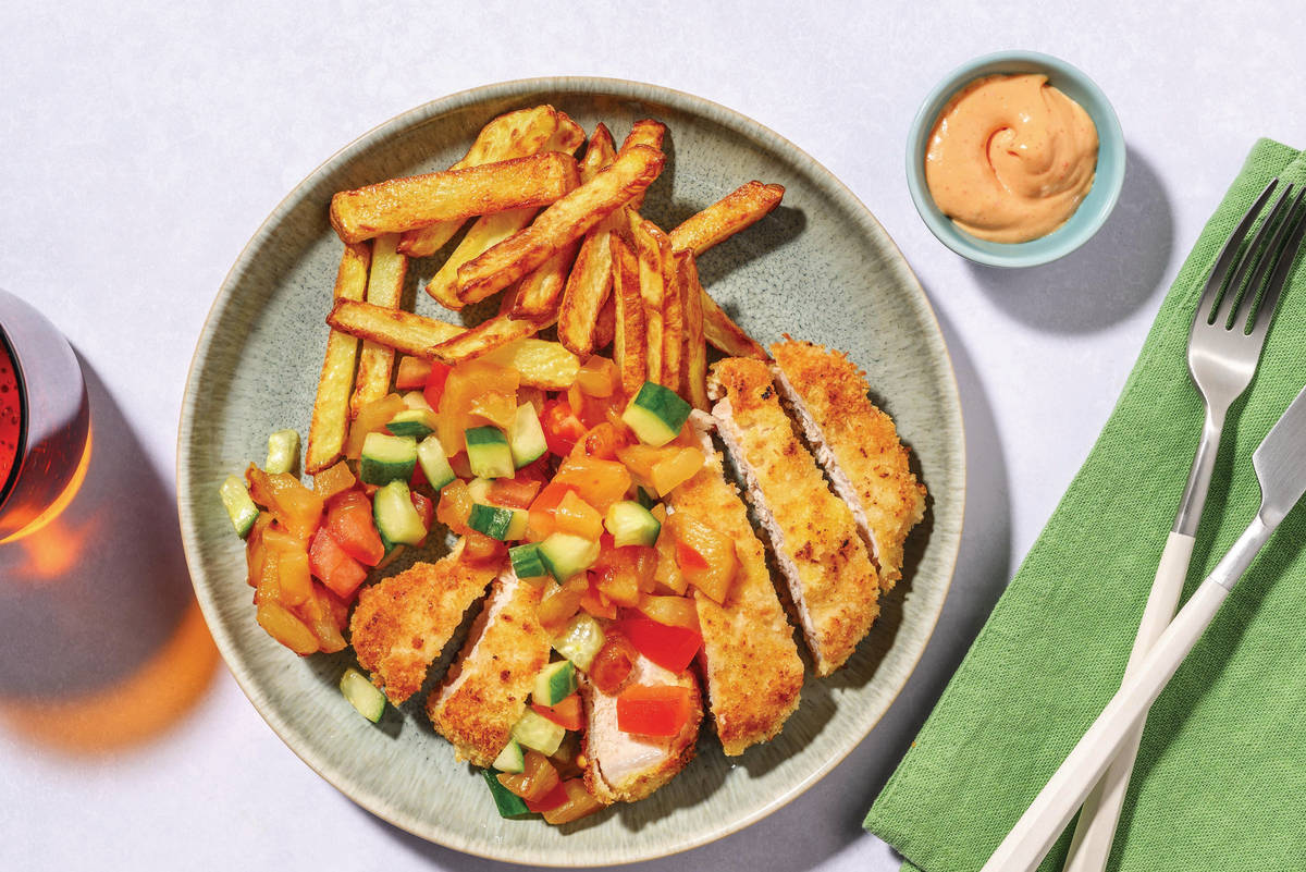 Caribbean Chicken Schnitzel & Pineapple Salsa